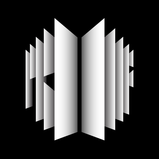 Silver geometric Proof artwork on black