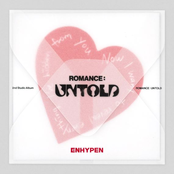 Pink heart and white envelope on ROMANCE : UNTOLD artwork